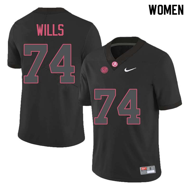 Alabama Crimson Tide Women's Jedrick Wills #74 Black NCAA Nike Authentic Stitched College Football Jersey DV16Z53BV